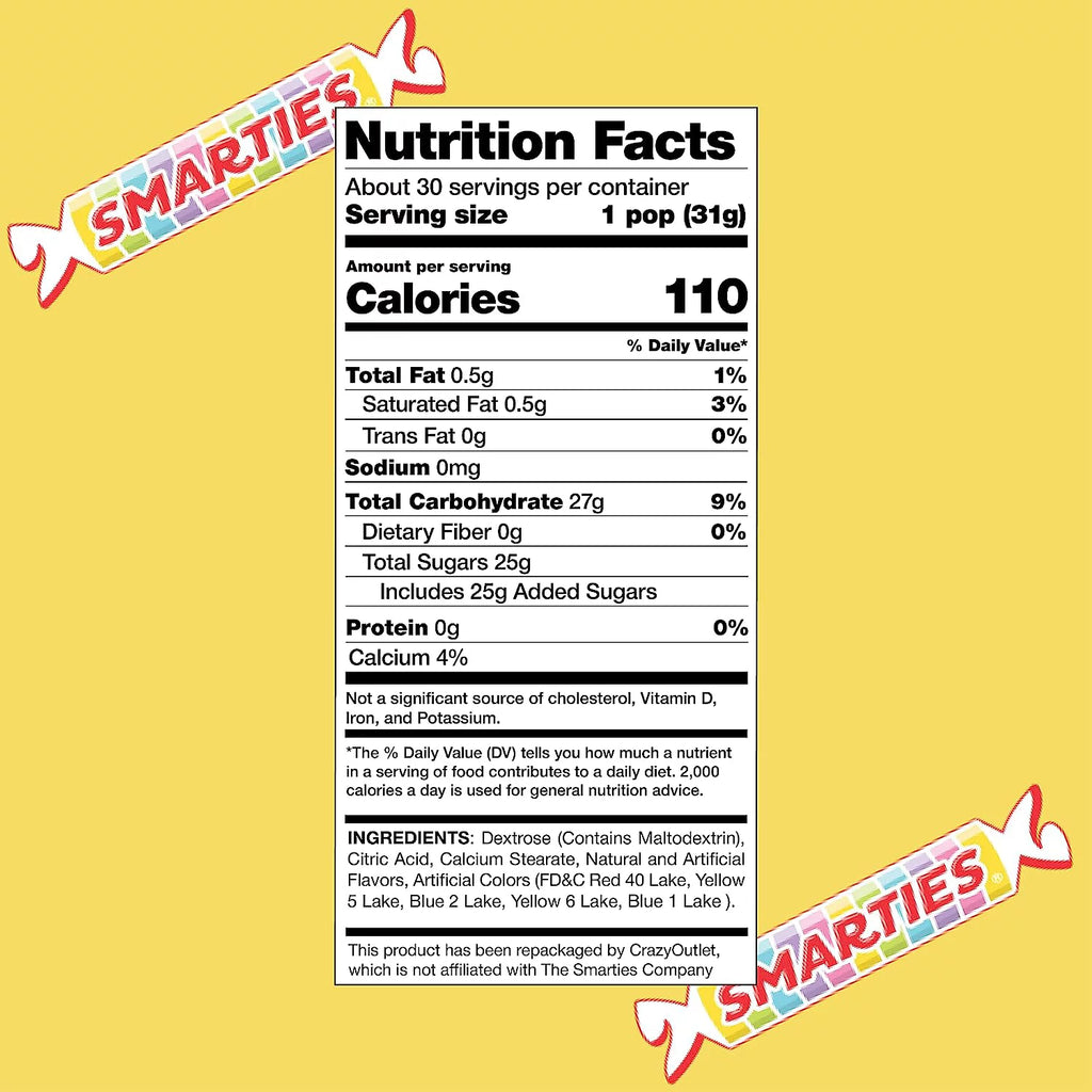 Smarties Mega Lollipops, Vegan Hard Candy Pops, Bulk Pack 30 Count, 2.2 Pounds