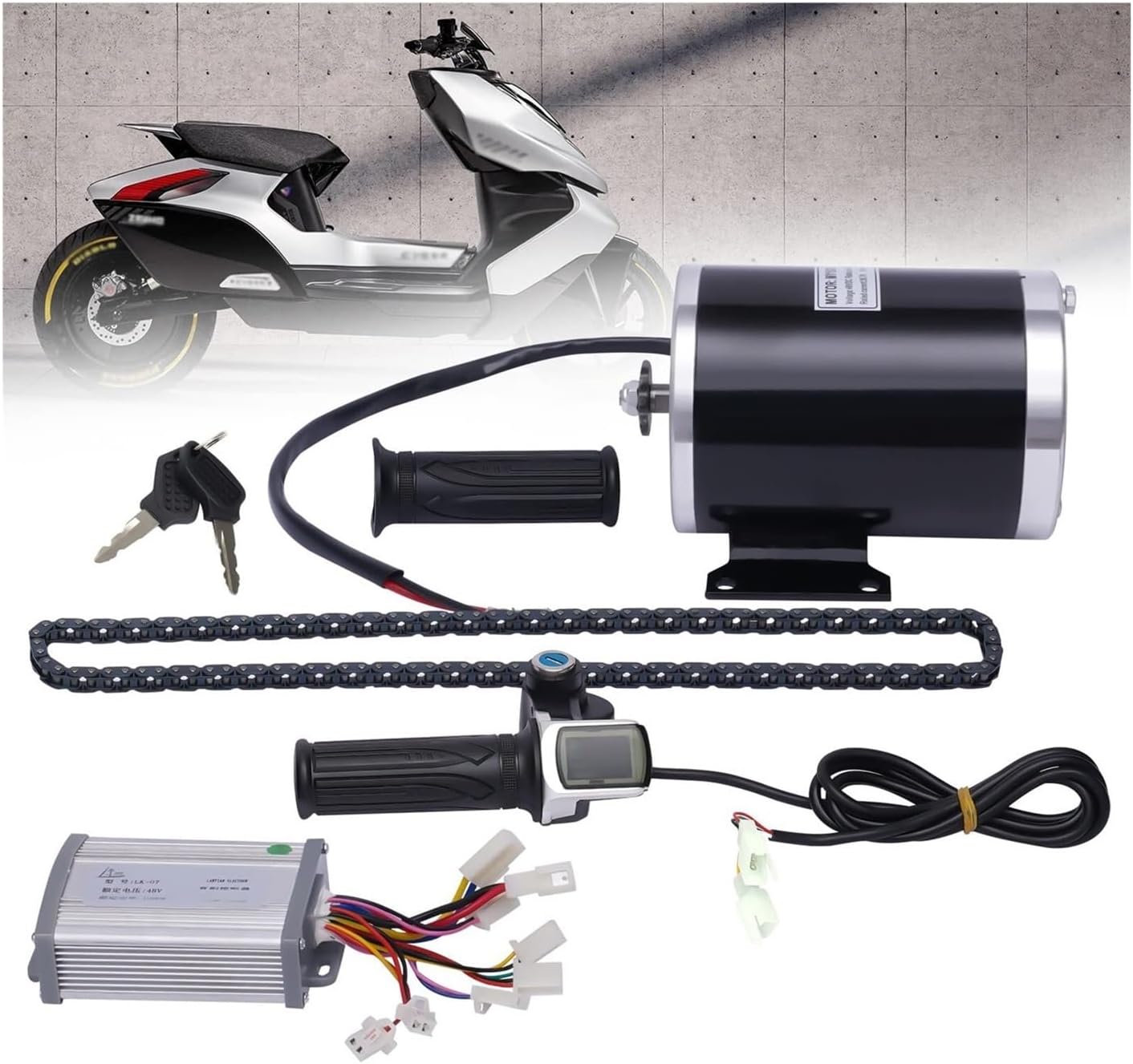 Brush Electric Bicycle Conversion Kit 48V 1000W, E-Bike Cycling Motor with Controller 3 Speed Gears for ATV Small Karts Beach Bikes Small Electric Motorcycles Bicycle