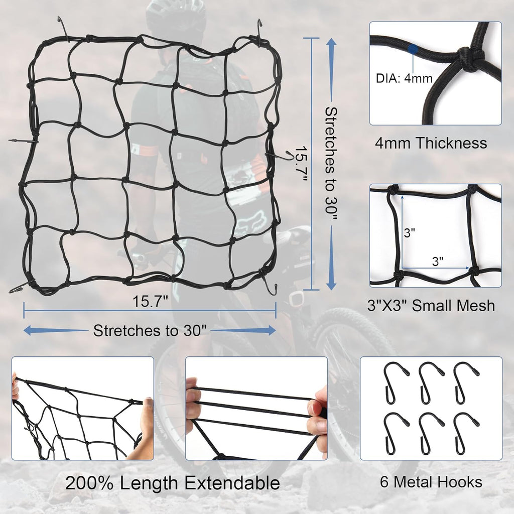 Bike Cargo Rack, Rear Bicycle Rack with Luggage Clip & Cargo Net, Height Adjustable, Fit 24-28”and 700C, 66lbs Capacity Easy to Install