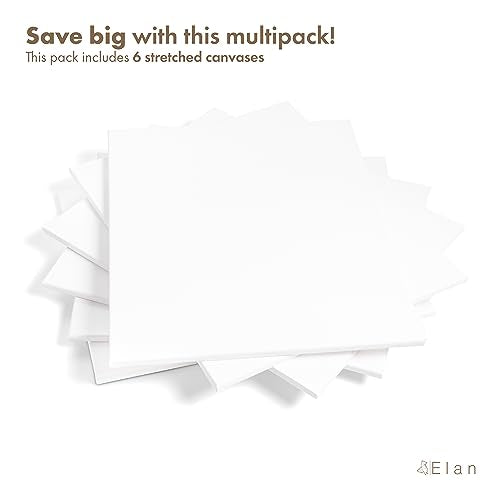 Elan Stretched Canvases Mulit-Pack Canvases for Painting, Painting Canvas Bulk, Stretched Canvas for Adults Blank Canvas for Painting Painting Canvases, Paint Canvases for Painting, Art Canvas