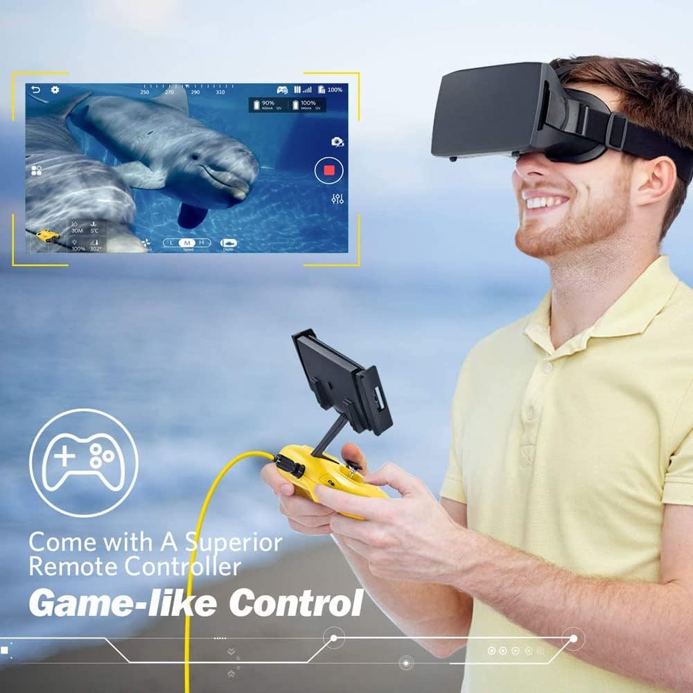 Underwater Drone Underwater Omnidirectional Movement 4K UHD Camera VR Headset Real-Time Control LED True 360° Ultra Wide Angle Posture Lock Slow Motion Image Stabilization
