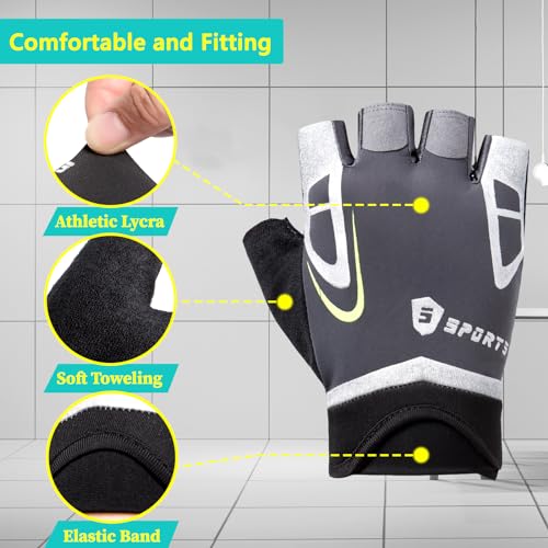 Workout Gloves for Gym Cycling Fitness Training, Breathable Lightweight Fingerless Exercise Gloves for Men Women