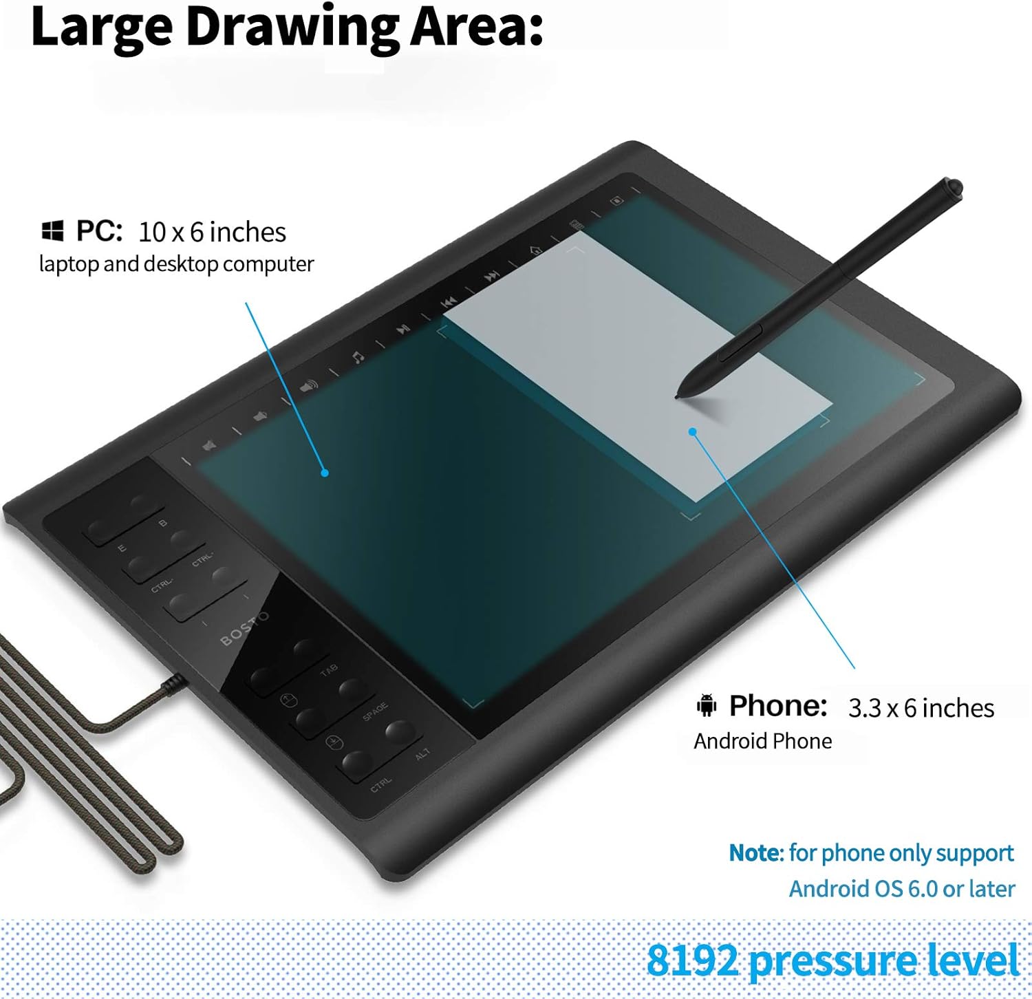 Drawing Tablet 10 X 6 Inches, Digital OSU Large Digital Graphic Tablet with Pressure Sensitive Stylus and Other Accessories Pack of 2