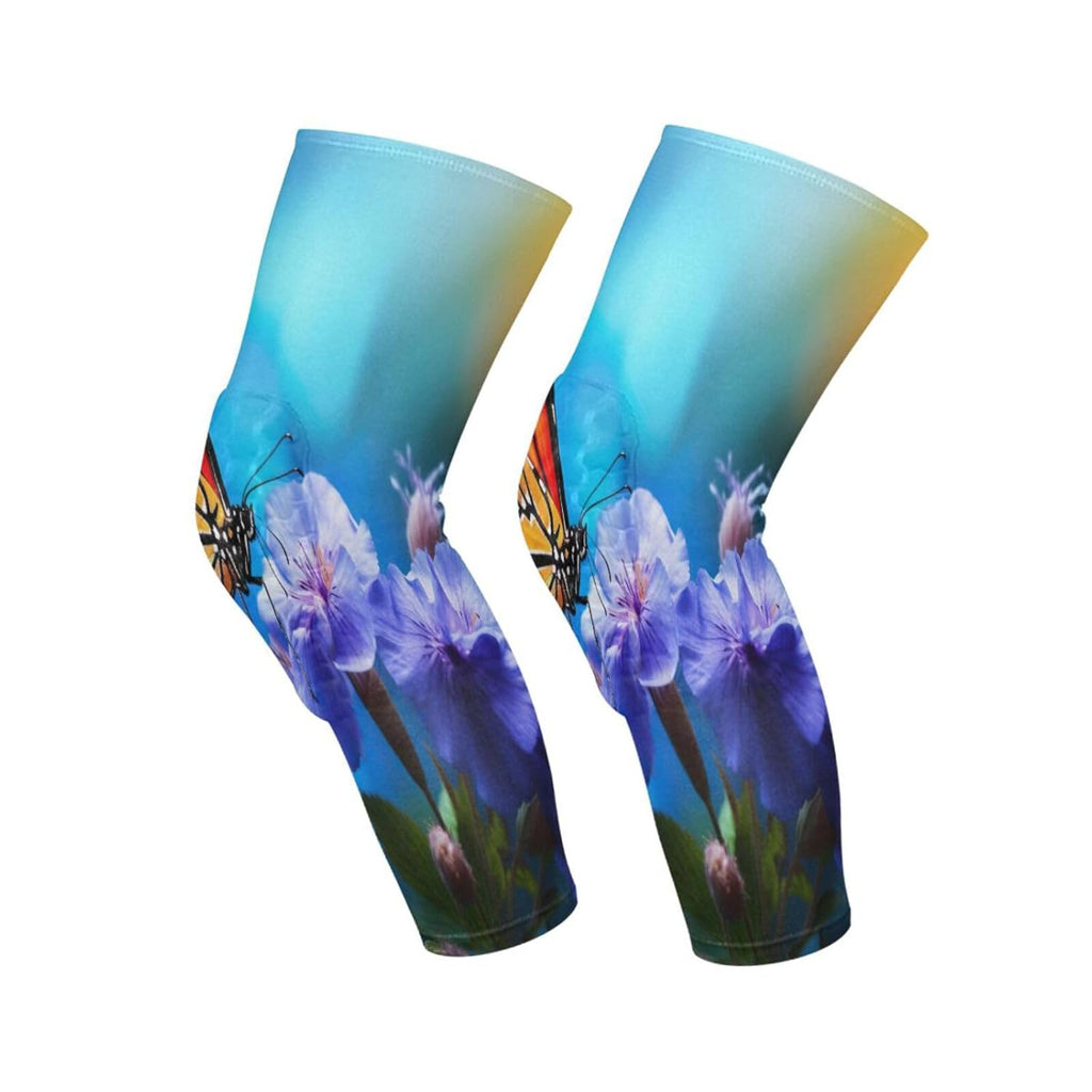 Purple Flower Butterfly Protective Volleyball Knee Pads for Youth Adult 1 Pair of Wrestling Leg Sleeves with Honeycomb Design Protector Gear for Football Basketball Cycling Men Women