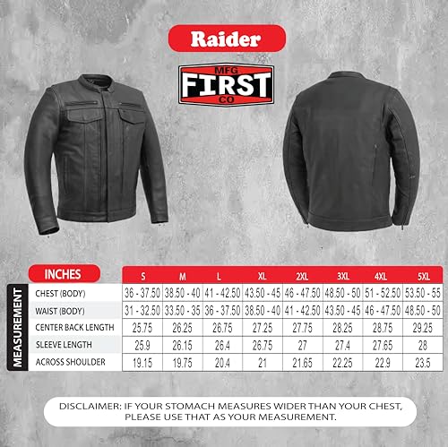 First Mfg Co - Raider - Men's Motorcycle Biker Riding Leather Jacket