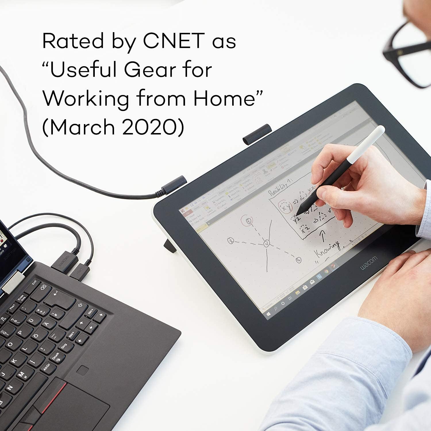 Wacom DTC133W0A One Digital Drawing Tablet with Screen, 13.3 Inch Graphics Display for Art and Animation Beginners (Renewed)