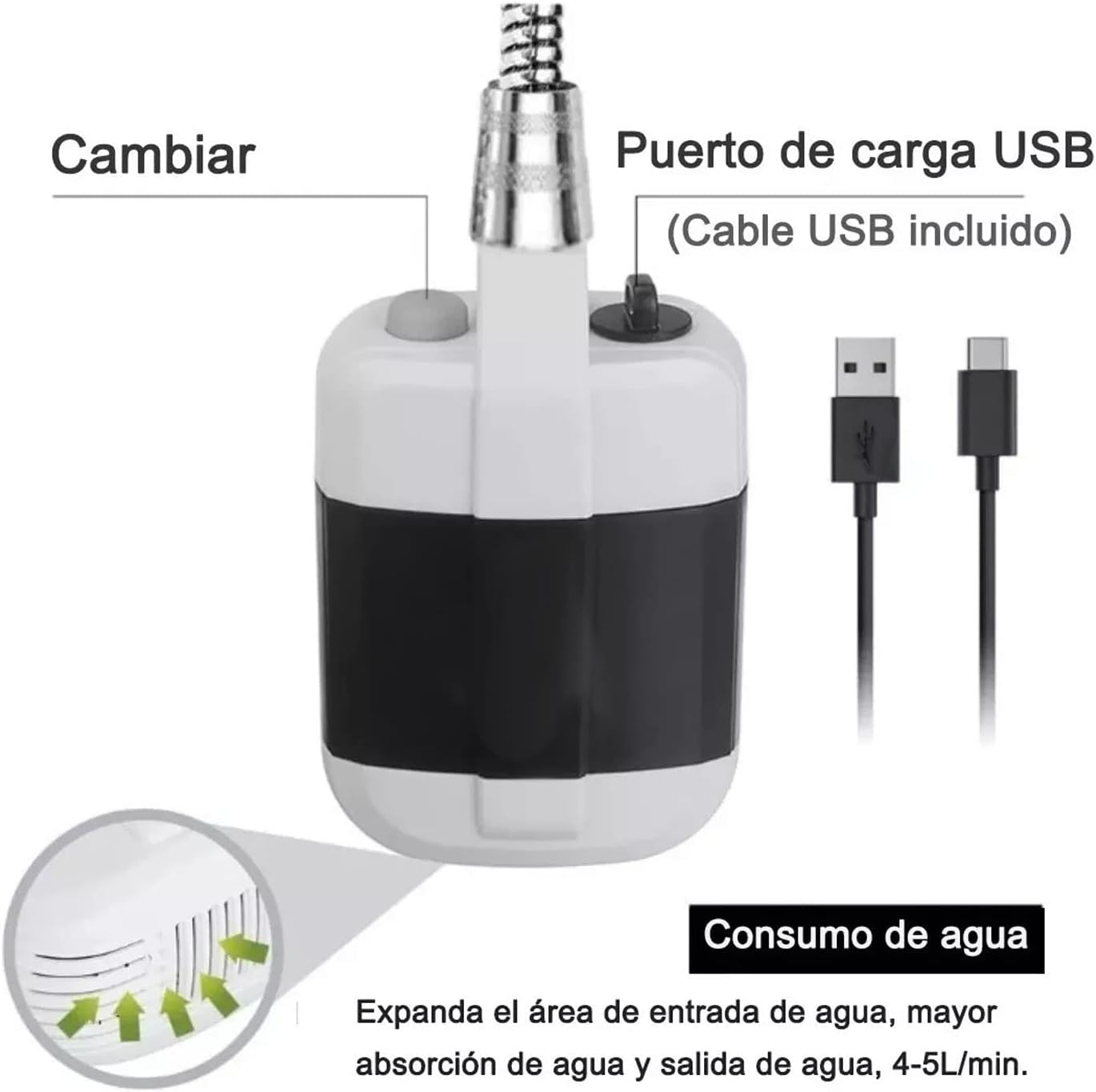 Portable Shower, Outdoor Electric Shower Battery Powered Pump Shower Head Nozzle for Camping, Hiking, Traveling, Washing