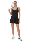 Womens Tennis Dress with Built in Shorts and Bra -Two Inner Pockets, Workout Golf Dresses for Women, Sport Athletic Dress