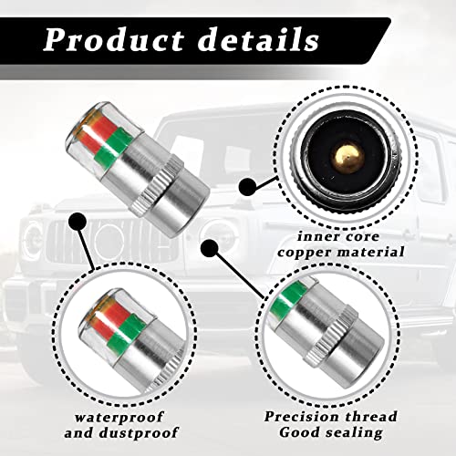 Tire Pressure Monitor Valve Stem Caps, Universal 32PSI Car Tire Pressure Monitor Valve Stem Caps Sensor Indicator, 3 Colors Alarm Tire Indicator, Universal Valve Stem Caps for Cars, SUVs, Trucks