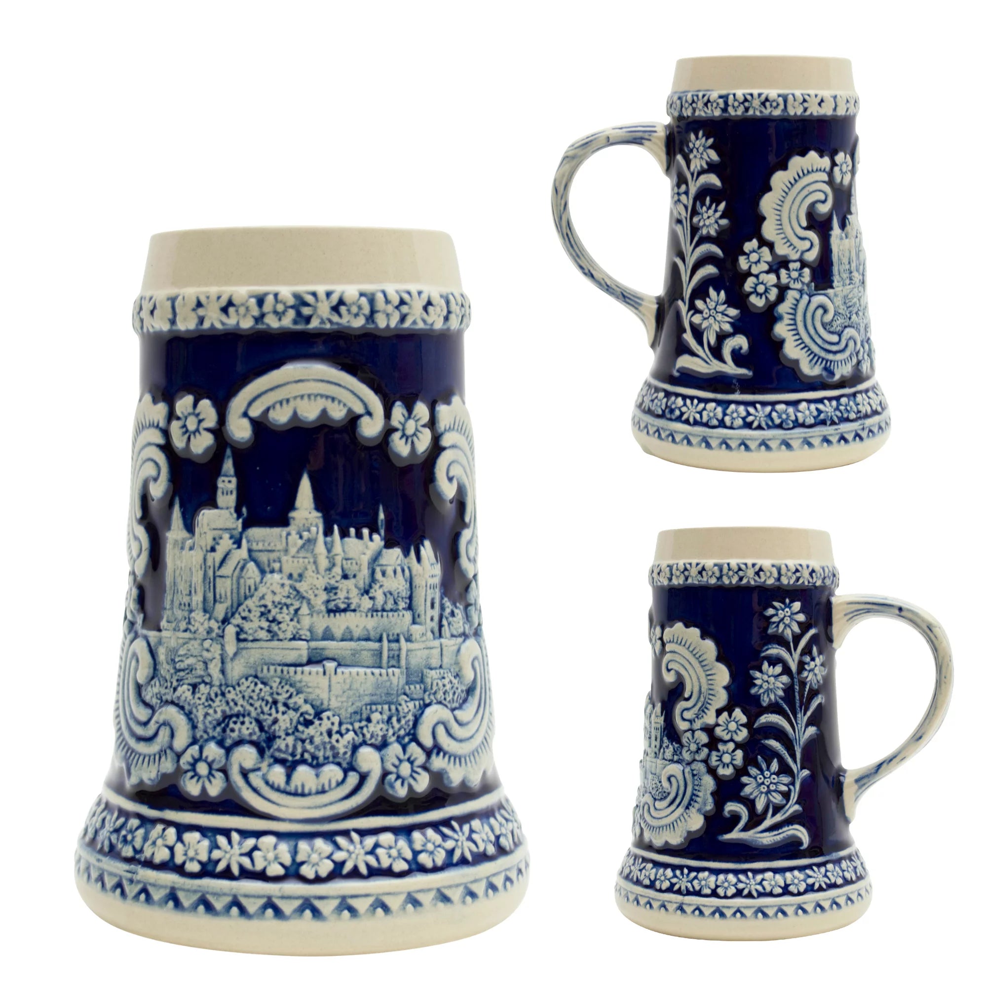 Oktoberfest Haus German Castle Engraved Ceramic Beer Stein - Drinking Beer Stein Mug for Beer Lovers - 0.6 Liter