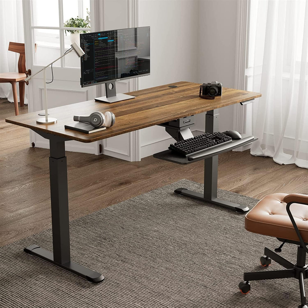 EUREKA ERGONOMIC Electric Standing Desk, 63" Height Adjustable Stand up Desk Height Adjustable Mouse & Keyboard Tray Under Desk 28x10'' Large Slide Out Swivel Tilt Computer Keyboard Drawer