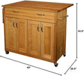 BOWERY HILL Hardwood Drop Leaf Mid-Sized Kitchen Island in Brown
