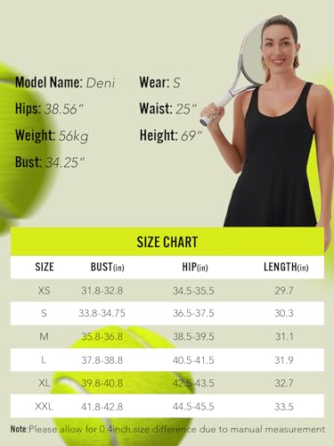 Womens Tennis Dress with Built in Shorts and Bra -Two Inner Pockets, Workout Golf Dresses for Women, Sport Athletic Dress