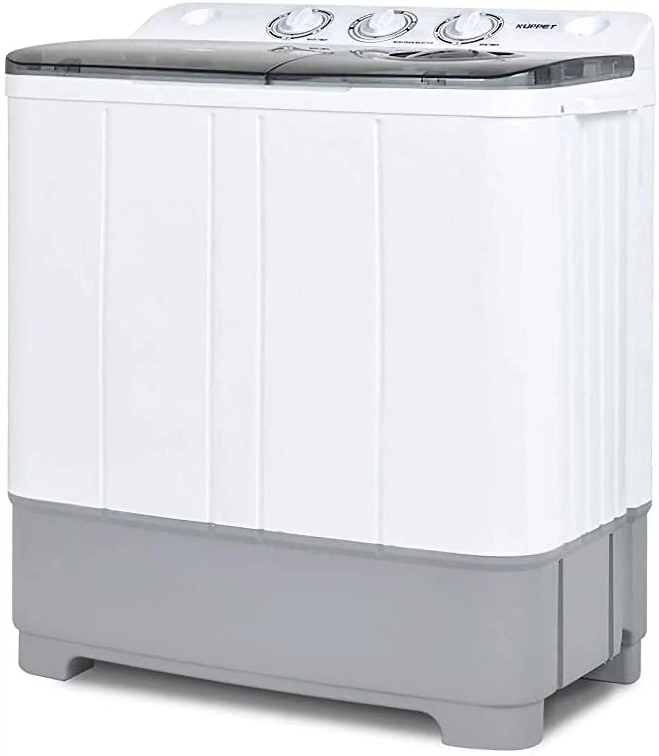 KUPPET Washing Machine, 21Ibs Portable Mini Compact Twin Tub Washer Spin Dryer, Ideal for Dorms, Apartments, RVs, Camping etc, White & Grey