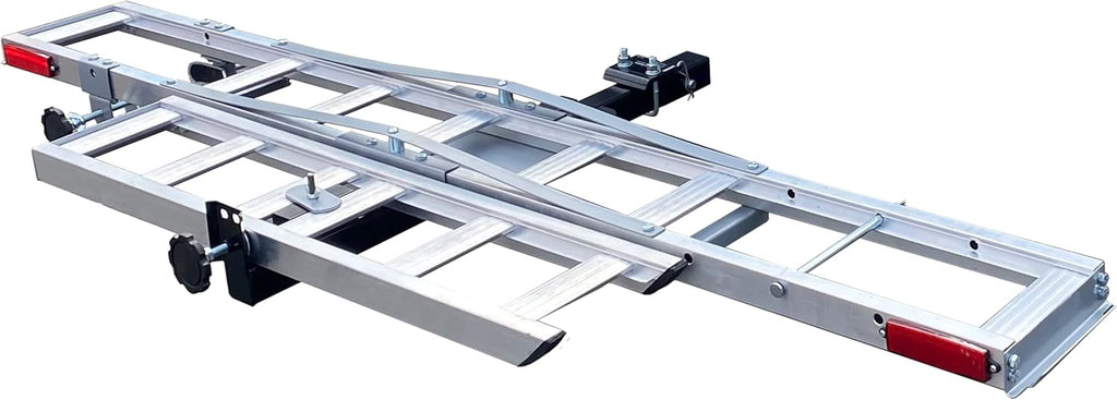 MaxxHaul 50711 Hitch Mounted Aluminum Motorcycle Dirt Bike Carrier with Ramp 400 Lbs Capacity