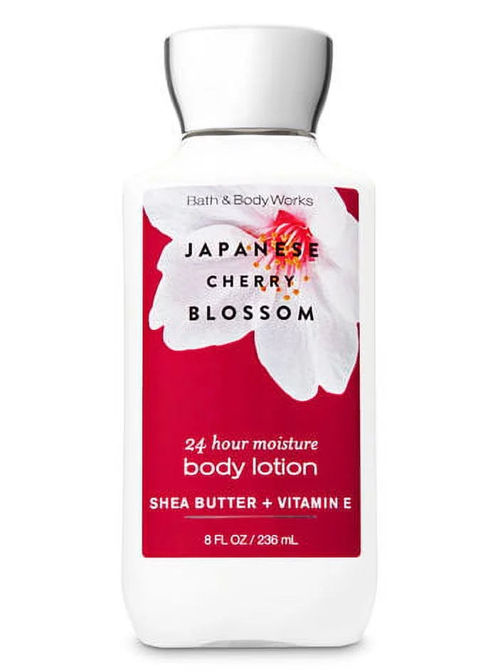 Bath & Body Works Japanese Cherry Blossom White Basket Gift Set - Shower Gel, Body Lotion, Fine Fragrance Mist & Bath Fizzy