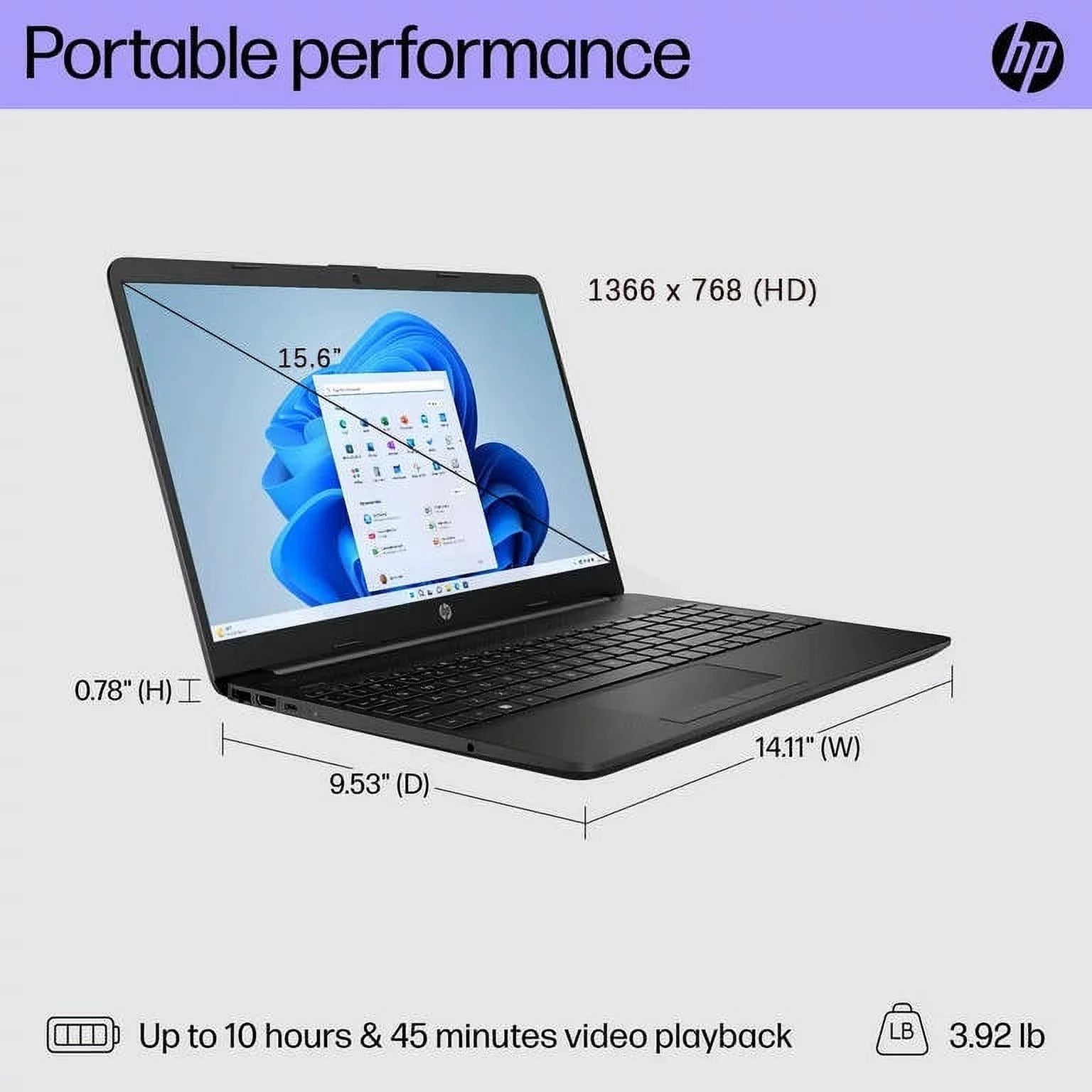 HP 15.6" Laptop, Intel Pentium Silver N5030 Processor, Intel UHD Graphics, 16GB RAM, 512GB SSD, Wi-Fi, Bluetooth, Windows 11 Home S Mode, Bundle With Cefesfy USBHUB