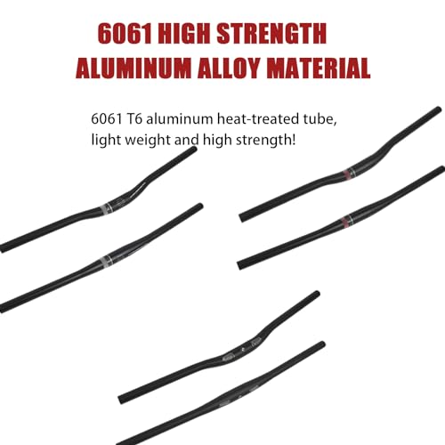 BINTING Mountain Bike Handlebar Aluminum Alloy Mountain Bike Handlebars 31.8mm Bars Bicycle Parts Universal Fits Bikes for Downhill Cycling Racing Ergonomic 15mm Rise