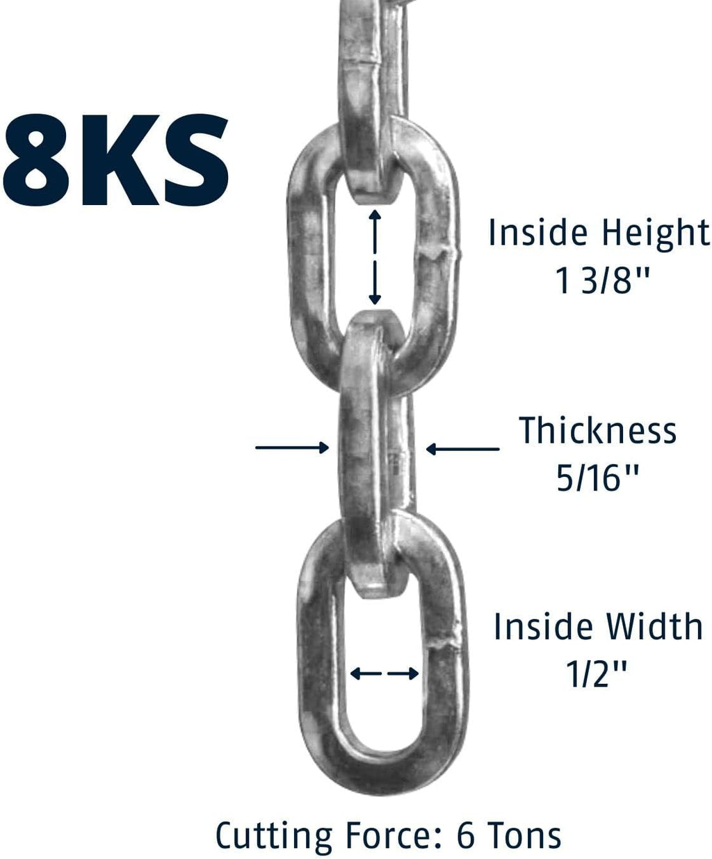 ABUS Hardened Steel 10 Foot x 3/8" Thick Square Security Chain for Bikes, Containers, Trailers, ATV's, Motorcycles and Personal/Industrial Property… (8KS)