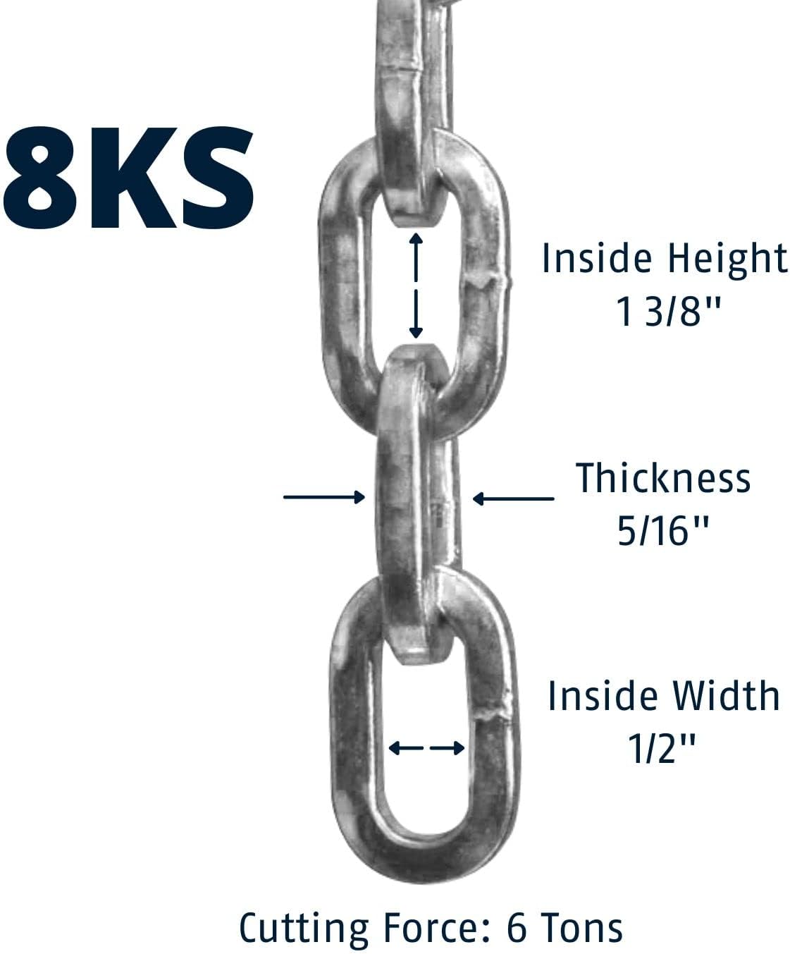 ABUS Hardened Steel 10 Foot x 3/8" Thick Square Security Chain for Bikes, Containers, Trailers, ATV's, Motorcycles and Personal/Industrial Property… (8KS)