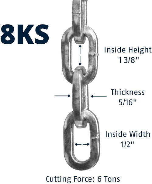 ABUS Hardened Steel 10 Foot x 3/8" Thick Square Security Chain for Bikes, Containers, Trailers, ATV's, Motorcycles and Personal/Industrial Property… (8KS)
