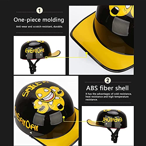 Baseball Motorcycle Helmet Half Cap for Bike Cruiser Chopper Moped Scooter- DOT Approved