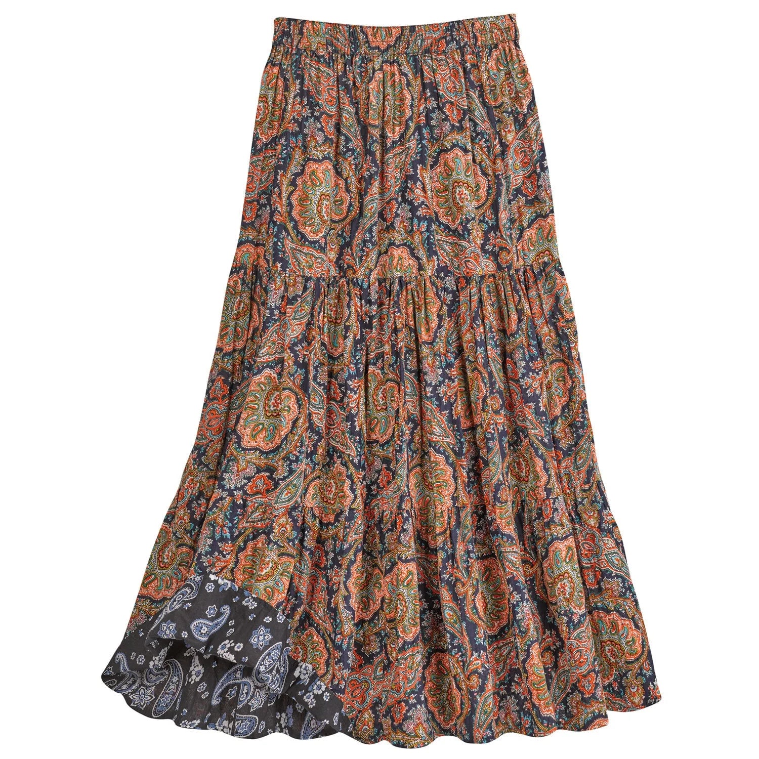 Womens Reversible Boho Maxi Skirt - Paisely Long Skirt by Catalog Classics - Rust, XL, 36"L