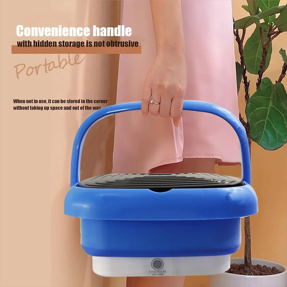 Portable Washing Machine, Foldable Mini Washer and Dryer Combo, Small Foldable Bucket Washer for Baby Clothes, Underwear or Small Items, Apartment, Dorm, Camping, RV Travel laundry