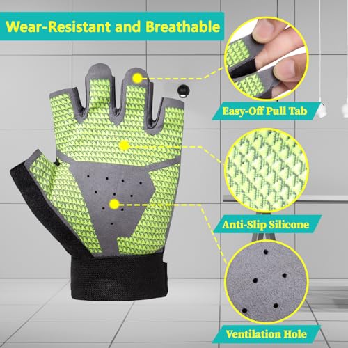 Workout Gloves for Gym Cycling Fitness Training, Breathable Lightweight Fingerless Exercise Gloves for Men Women