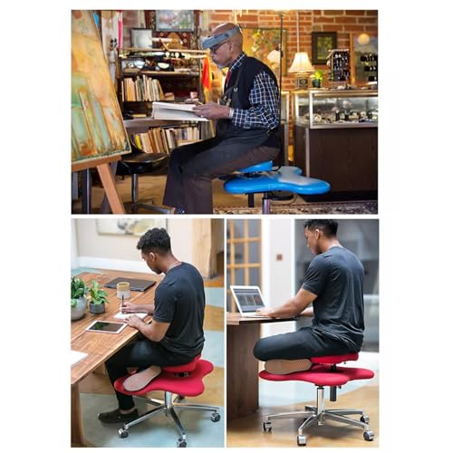 Meditation Chair, Home Office Desk Chair, Ergonomic Kneeling Chair with Wheels, Cross Legged Chair, Height Adjustable (Color : Pink, Size : Screw Adjustment) (Bianco Handle Adjustment)