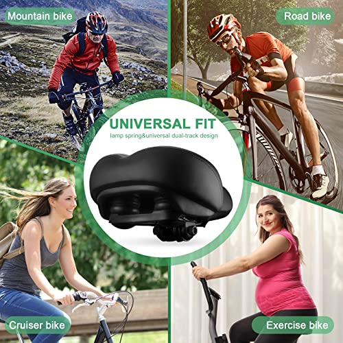 Roguoo Bicycle Seat, Wide Bike Seat for Men Women, Comfortable Memory Foam Sweatproof Essential Bike Saddle -Dual Shock Absorbing-Best Bike Seat Replacement for Exercise Bikes, Mountain Bikes