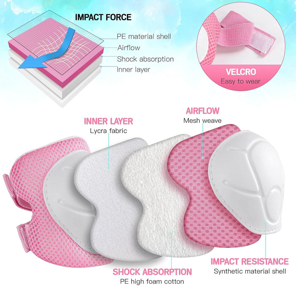 Color Gradient Adjustable Helmet Kids Protective Gear Set Knee Pads for Kids 3-8 Years Cycling Helmet with Knee Pads Elbow Pads Wrist Guards Youth Skateboard Helmet for Kids