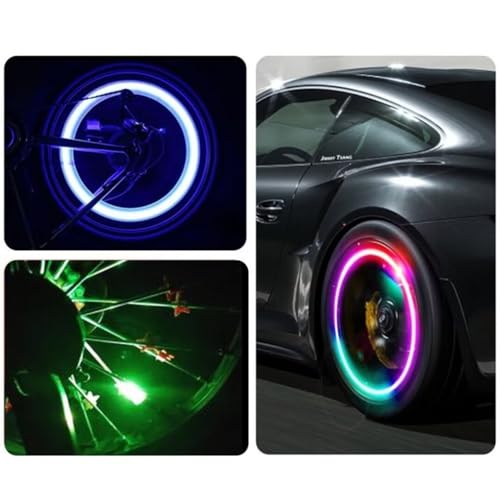 6 Pcs 2024 New Car Auto Flash Lights LED Car Bike Wheel Tire Tyre Valve Dust Cap Spoke Car Valve Stem Car Lights Hub Lamp Car Accessories