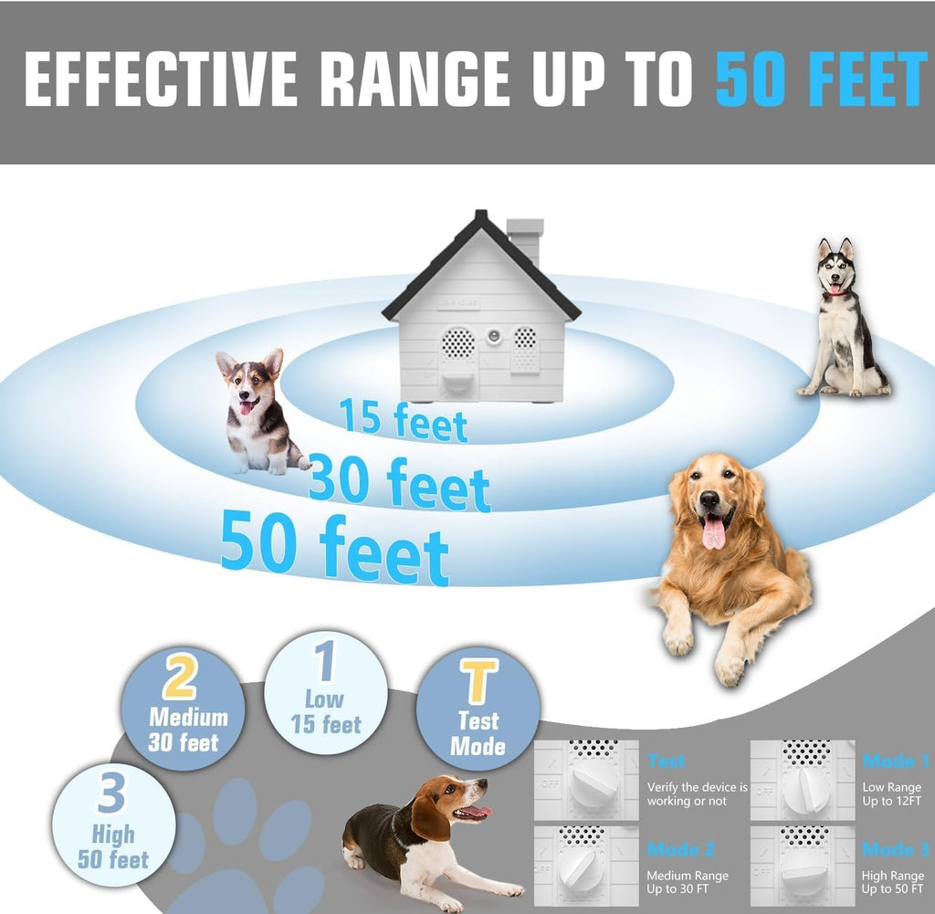 Bark Box, Anti-Barking Device for Dogs, Ultrasonic Dog Bark Deterrent Devices, 50 Ft. Dog Barking Stopper Indoor Outdoor, Suitable for Small Medium Large Dogs