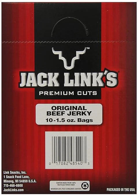Jack Link's Beef Jerky, Original, 1.5-Ounce Bags (Pack of 10)