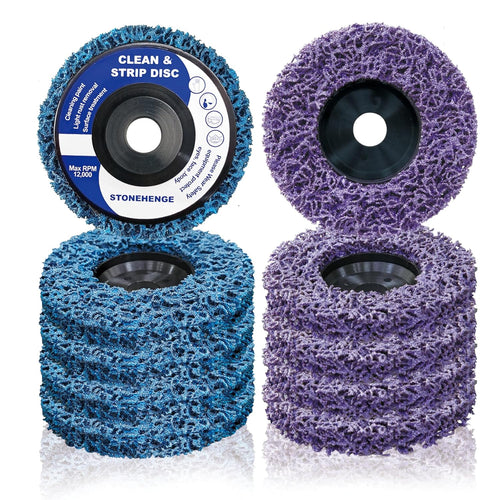 4"" x 5/8"" Strip Discs - Premium Paint Stripping and Rust Removal Wheels for Angle Grinders, Durable Abrasive Grinding Discs for Metal, Wood, and Fiberglass - 10 Pack, (Blue + Purple)