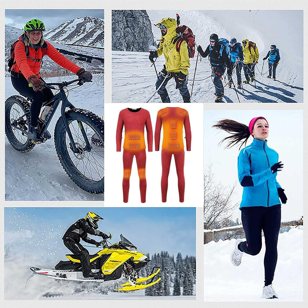 Safety Certification Men's Heating Underwear Thermal Suit, USB Insulation Heating Underwear Thermal Suit, with 3 Heating Levels and 9 Heating Zones, Suitable for Winter Skiing and Motorcycles