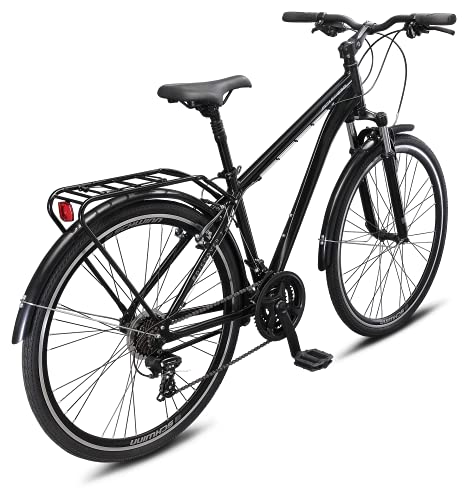 Schwinn Discover Adult Hybrid Bike for Men and Women, 700c Wheels, 21-Speeds, Step-Through or Step-Over Frame, Front and Rear Fenders, Rear Cargo Rack