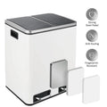 LAZY BUDDY Dual Trash Can, 8 Gallon Stainless Steel Step Garbage Can, Classified Recycle Garbage Bin for Kitchen, Living Room
