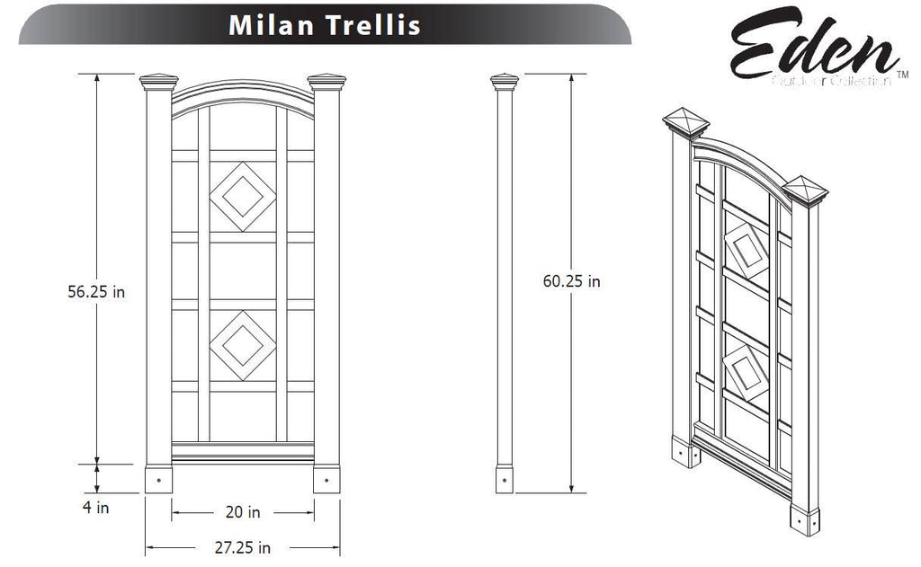 New England Arbors Milan White Vinyl Trellis