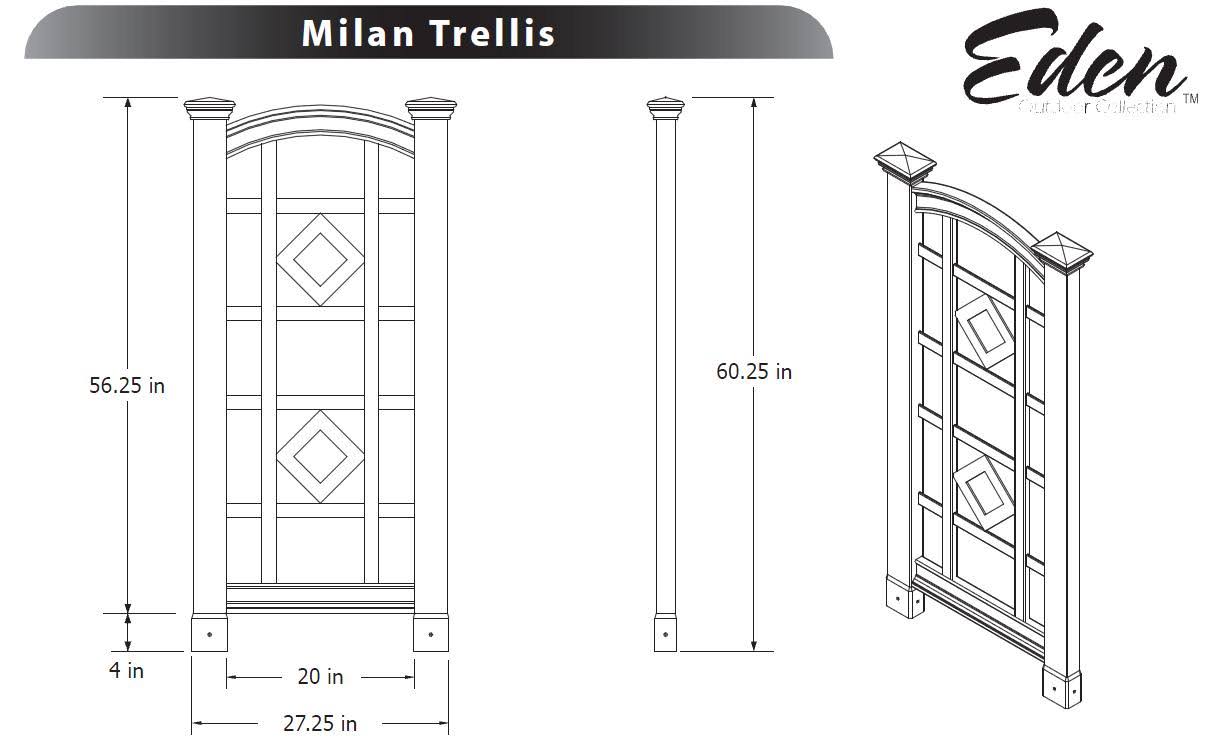 New England Arbors Milan White Vinyl Trellis