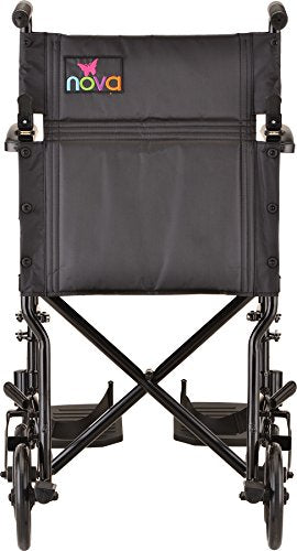 NOVA Medical Products Lightweight Transport Chair - 19" with Swing Away Footrest - Black