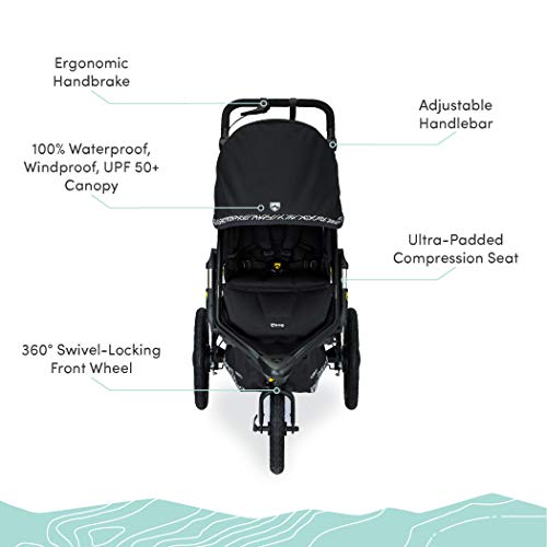 BOB Gear Bundle, Alterrain Pro Jogging Stroller, Black + Deluxe Snack Tray for Single Jogging Strollers + BOB Gear Deluxe Handlebar Console with Tire Pump for Single Jogging Strollers, Black