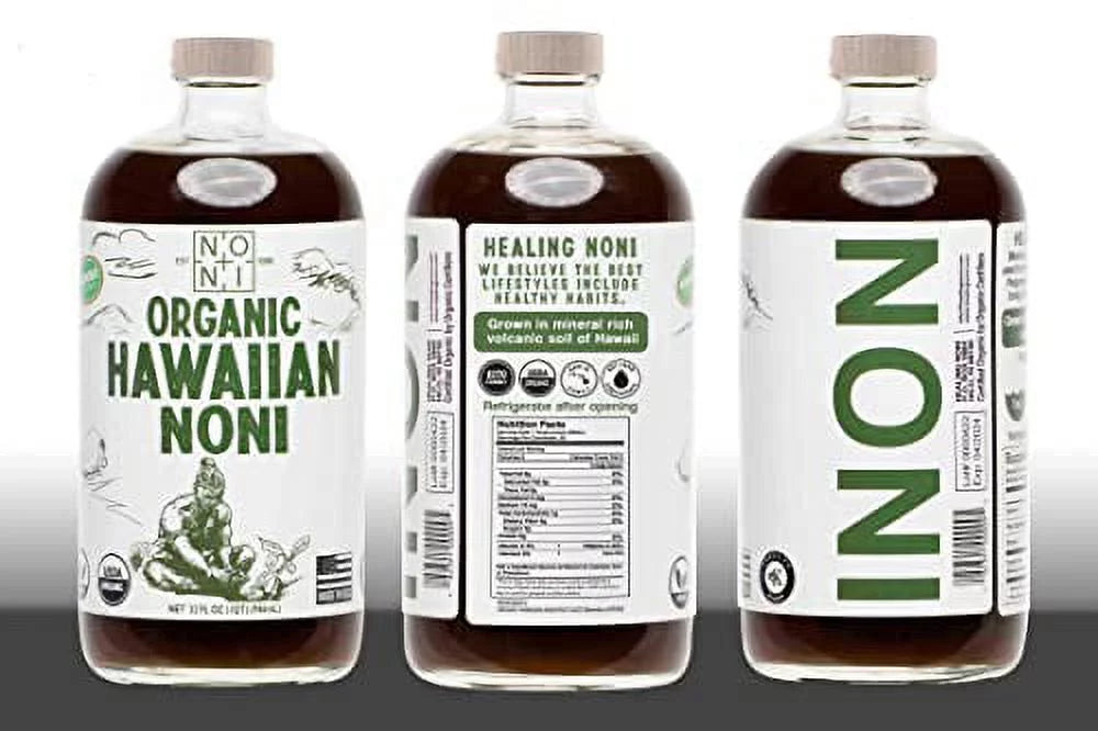 Healing Noni - Organic Hawaiian Noni Juice - 1 Pack of 32oz Glass Bottles