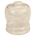 Creative Home Natural Champagne Marble Cotton Ball Swab Holder, Q-Tip Holder, Bathroom Storage Jar Container Organizer