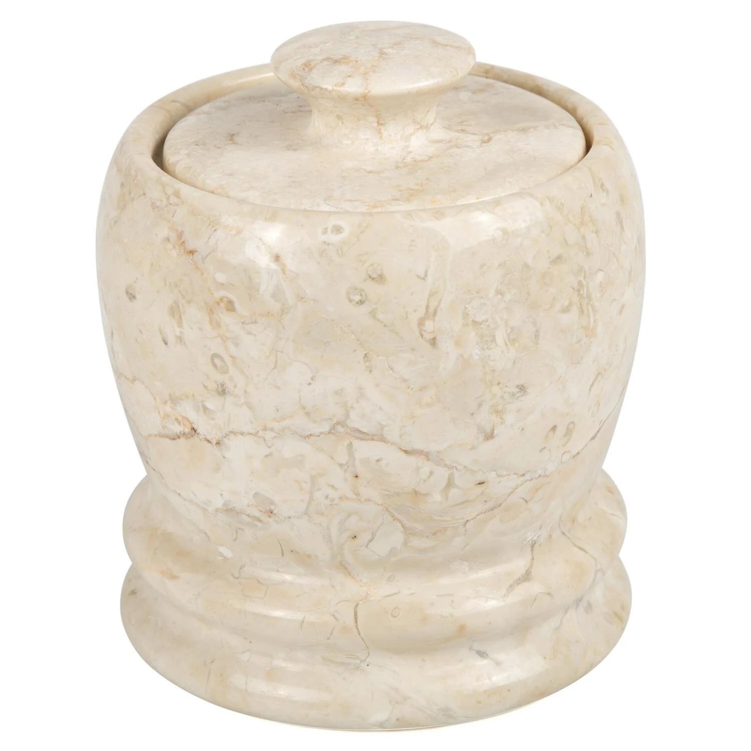Creative Home Natural Champagne Marble Cotton Ball Swab Holder, Q-Tip Holder, Bathroom Storage Jar Container Organizer