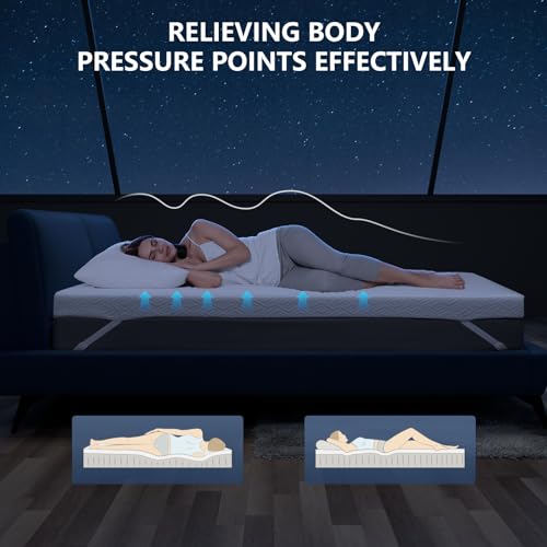 Memory Foam Mattress Topper - 3 Inch Gel Mattress Pad for Pressure Relief, Premium Soft Cooling Sleep Bed Topper, Non-Slip Design with Removable & Washable Cover, CertiPUR-US Certified, King
