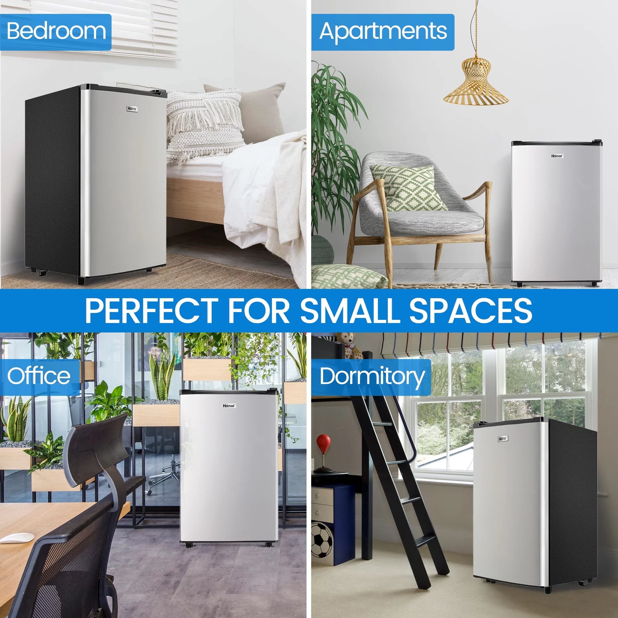 WANAI 3.2 Cu ft Single Door Mini Fridge, Silvery