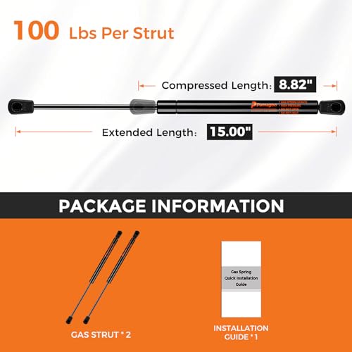 PAMAGOO 12 inch Gas Strut 14 inch Gas Spring 17 inch Shock Lift for A.R.E Leer Camper Shell Window Canopy Door Pickup Truck Cap RV Door Weatherguard Toolbox Lid(2 Pack)