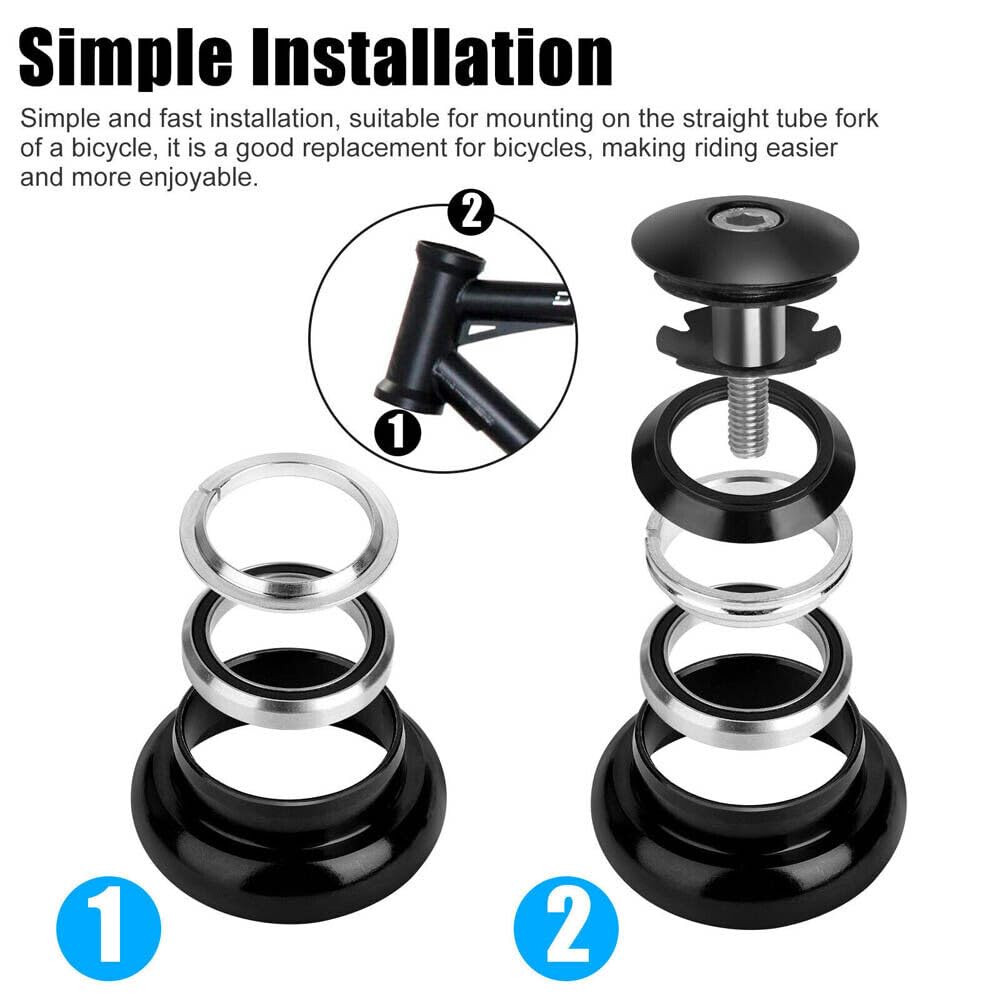 2PCS 34mm 1-1/8" Threadless Sealed External Bearing Headset Kits for MTB Road Bike Bicycle